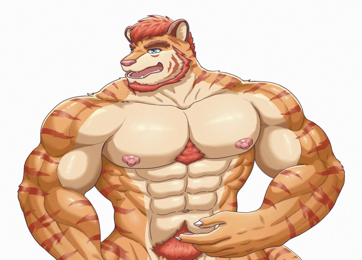 悠虎 by 悠虎, Bara, furry, muscle, tiger