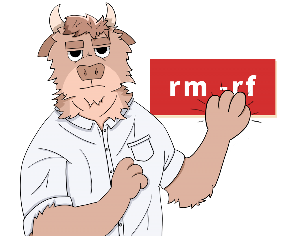 rm-rf by Rominwolf, Cow, rm -rf, Unix, 牛
