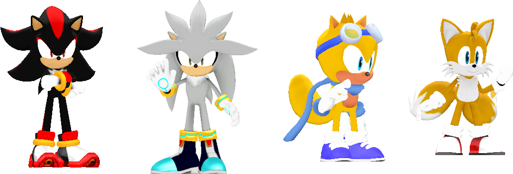 3d_shadow_silver_ray_and_tails_sprites by shwapneel1999