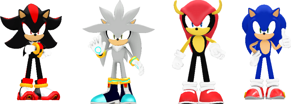 shadow_silver_mighty_and_sonic_as_3d_sprites by shwapneel1999