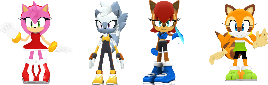 amy_tangle_sally_and_marine_as_3d_sprites by shwapneel1999