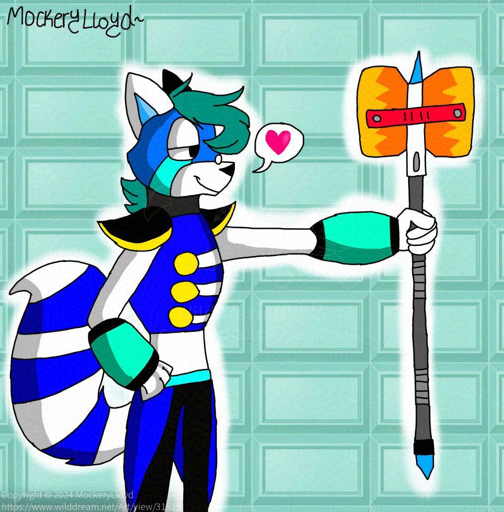 Mallet Blue and his M-Breaker by MockeryLloyd, megaman, megamanx, Redpanda, reploid