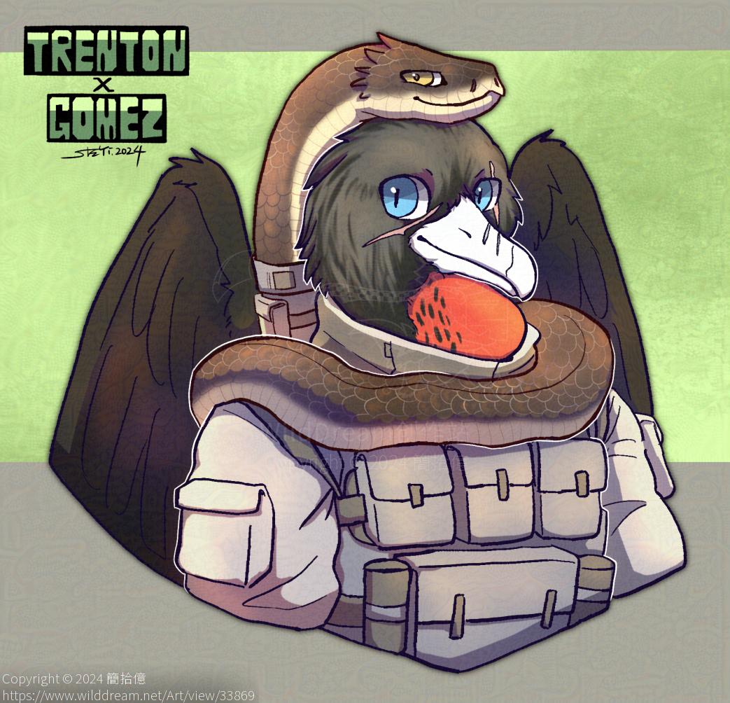 [Artfight2024]Trenton&Gomez by 簡拾億, Artfight, 蛇, 鳥