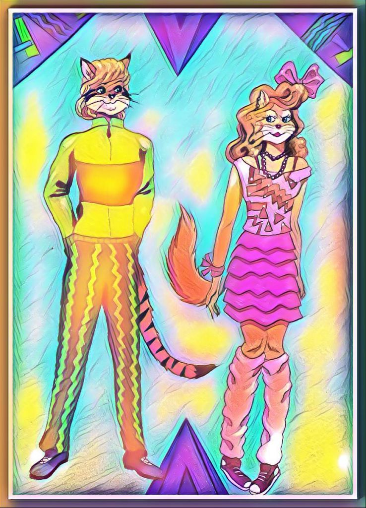 Totally 80's Cat Couple by SherryHillArt