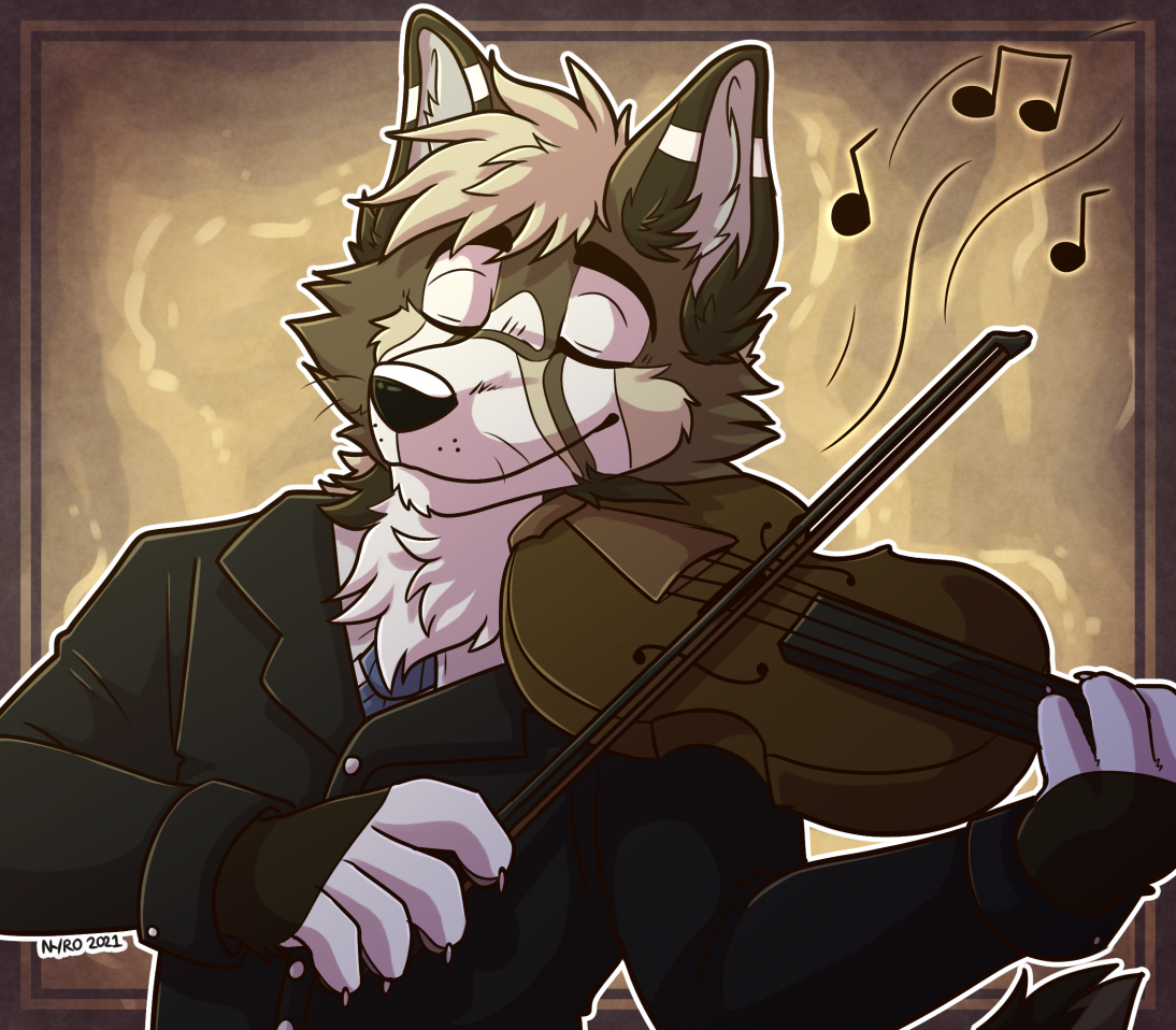 Clemens Playing the Violin by kstreetalley, anthro, canine, character, digital, dog, drawing, instrument, violin