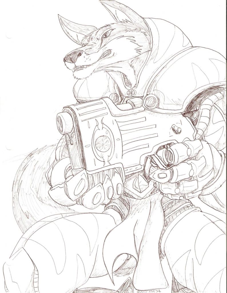 Dog in armor by Jellofox, Armor, gun, Dog