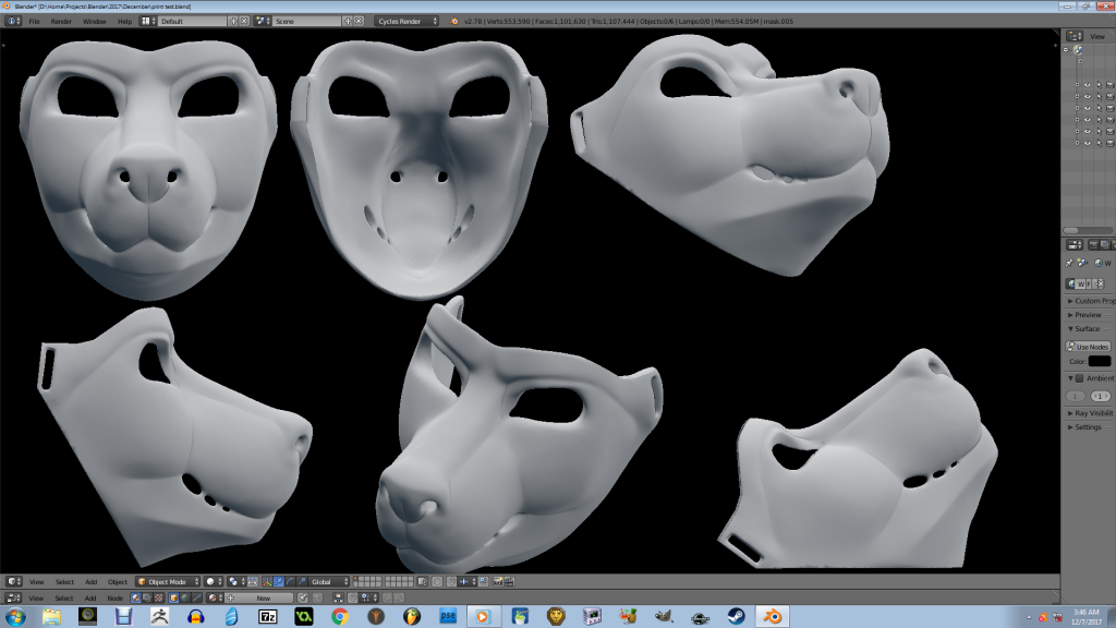 wolf mask prototype by Jellofox, blender, mask, sculpt, wolf