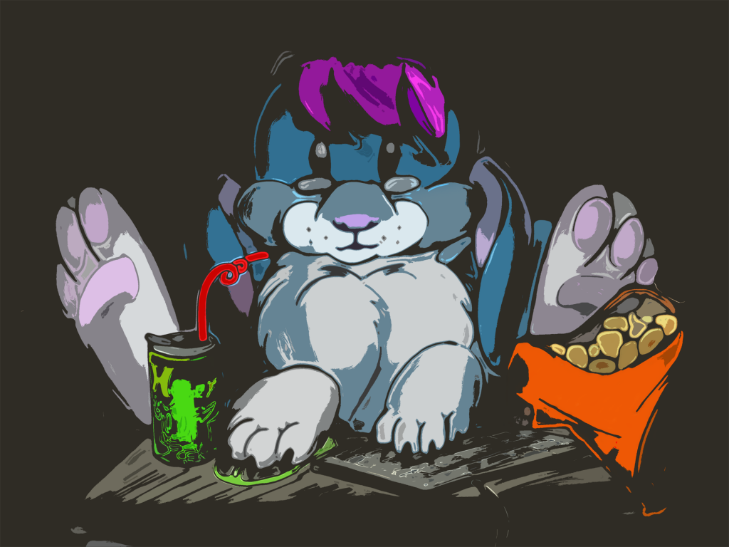 Bunny gamer by Jellofox, Bunny, food, Gaming
