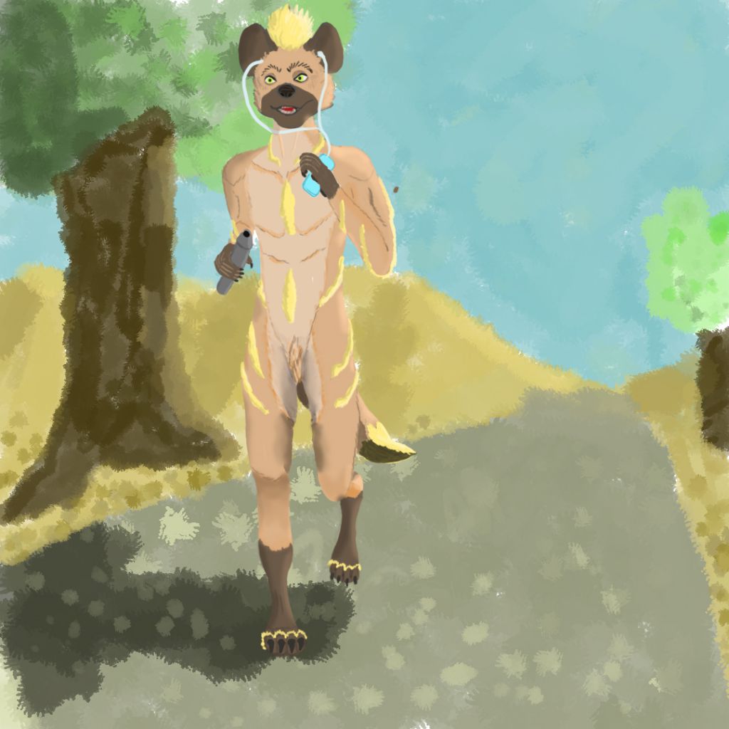 Jogging Hyena by AeroHyena, hyena , male, jogging , run 