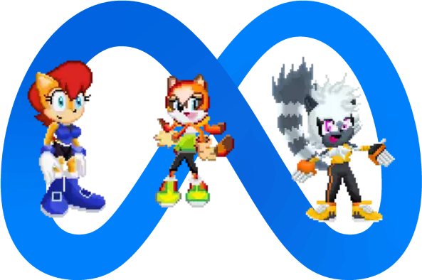 Sally, Marine and Tangle and the new Meta logo by Marc Brown by shwapneel1999