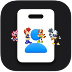 Amy, Sally, Marine and Tangle on the Apple Business Essentials icon by Marc Brown