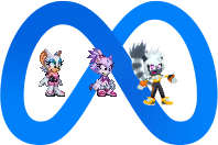 Rouge, Blaze and Tangle and the new Meta logo by Marc Brown by shwapneel1999