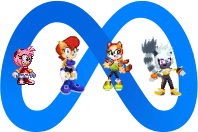 Amy, Sally, Marine and Tangle and the new Meta logo by Marc Brown by shwapneel1999