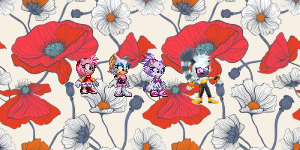 Amy, Rouge, Blaze and Tangle on the fourth flower pattern by Marc Brown