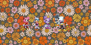 Amy, Rouge, Blaze and Tangle on the third flower pattern by Marc Brown by shwapneel1999
