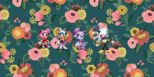 Amy, Rouge, Blaze and Tangle on the second flower pattern by Marc Brown by shwapneel1999