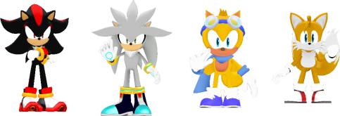 shadow_silver_ray_and_tails_as_3d_sprites by shwapneel1999