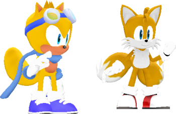 3d_ray_and_tails_sprites by shwapneel1999