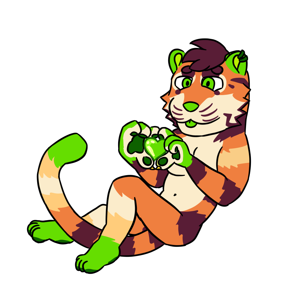 Quark the Tiger Chibi ! by Dragonmemo, chibi, green, heart, quark, tiger